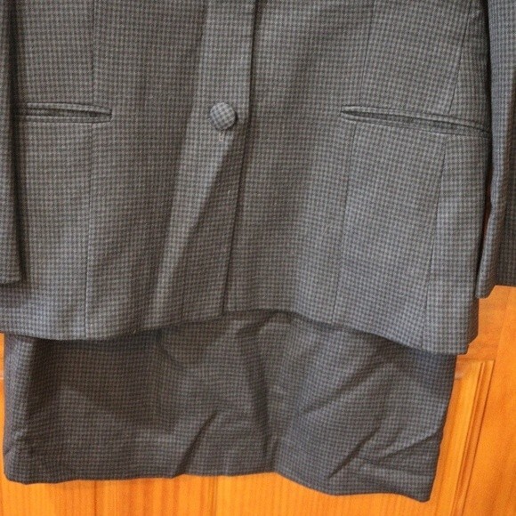 Mark Shale Vintage Charcoal Gingham Skirt Suit with Oriental Style Jacket 12 - Picture 4 of 15